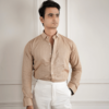beige linen shirt