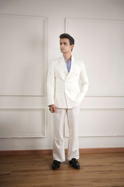 white double breasted blazer