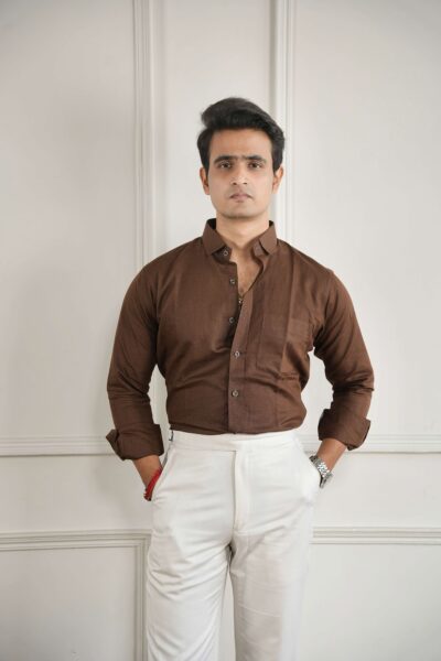 linen brown shirt