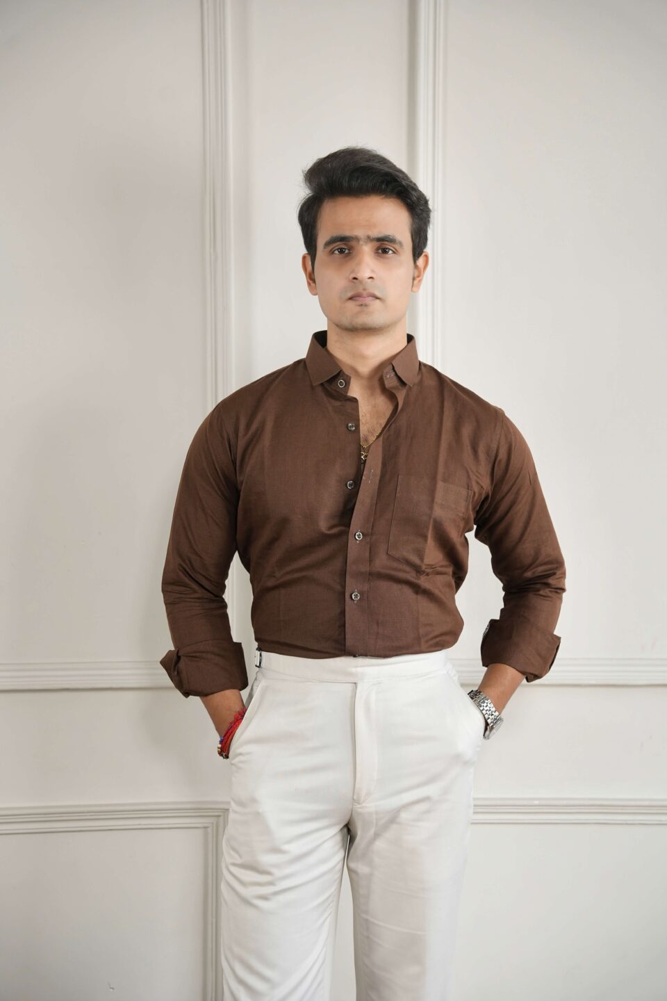 linen brown shirt
