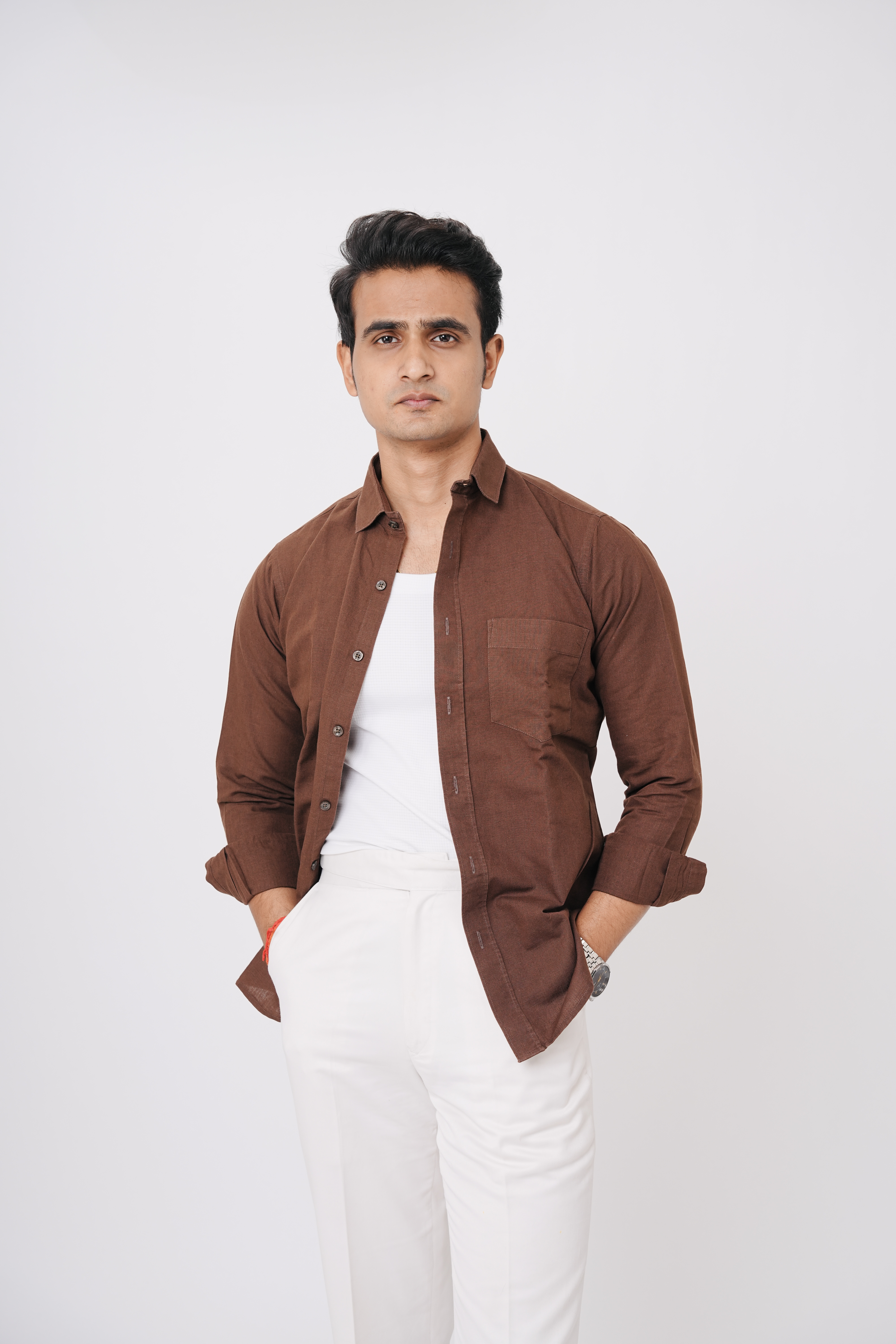 linen brown summer shirt